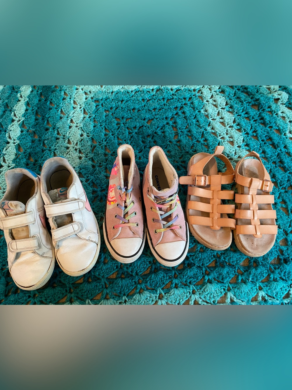 Lot of Girls shoes. 3 sets, Nike, Converse, target sandals